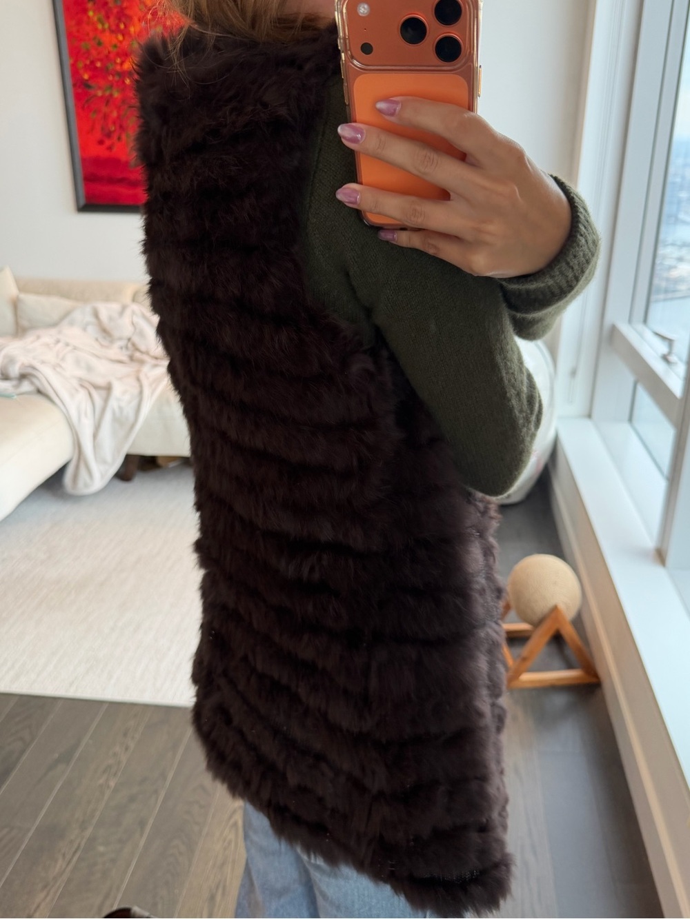 Chocolate Rabbit Fur Vest - Picture 3 of 6